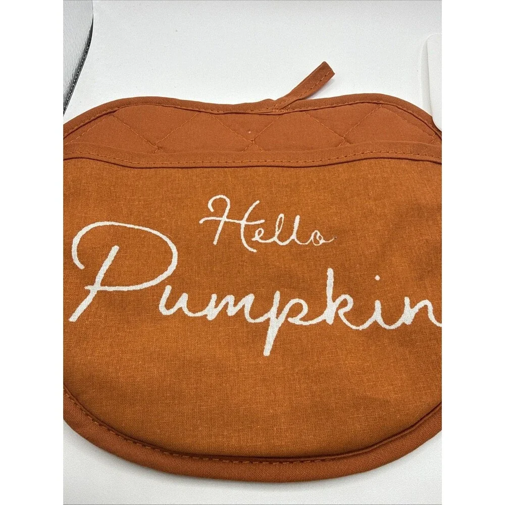 Hello Pumpkin Pot Holder With Spatula And Whisk
